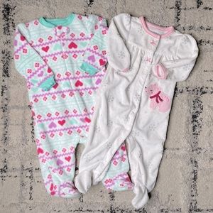 2 Infant Fleece Footie Pajamas.